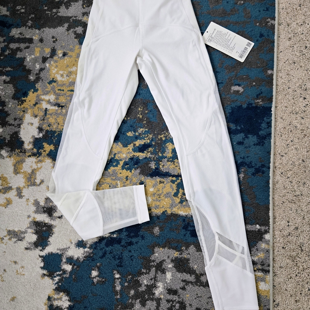 Lululemon Clear The Court - White Leggings with Mesh Detail *NWT* SIZE 4